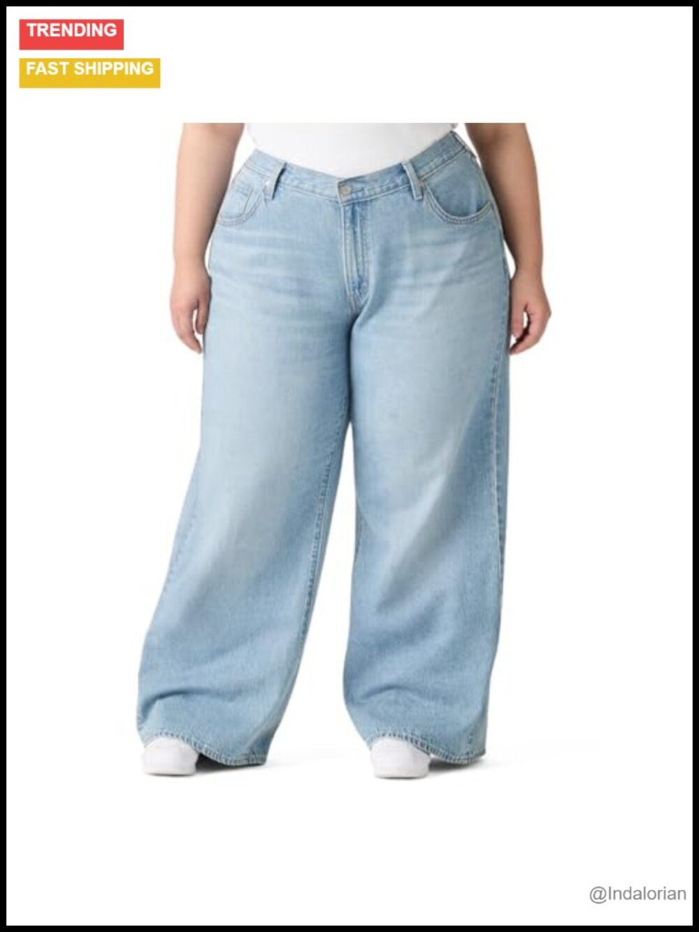 High Rise Baggy Straight Leg Jeans with Waist Adjusters